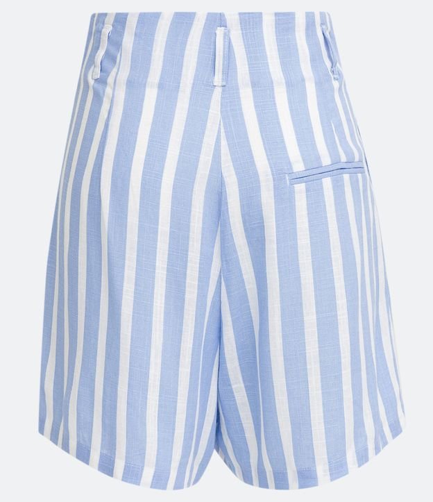 Bermuda Recta en Viscolino con Rayas Azul 6