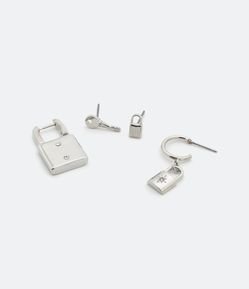Kit 04 Caravanas en Metal con Formatos de Candado y Llave