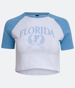 Blusa Cropped en Algodón con Estampado en Lettering Florida