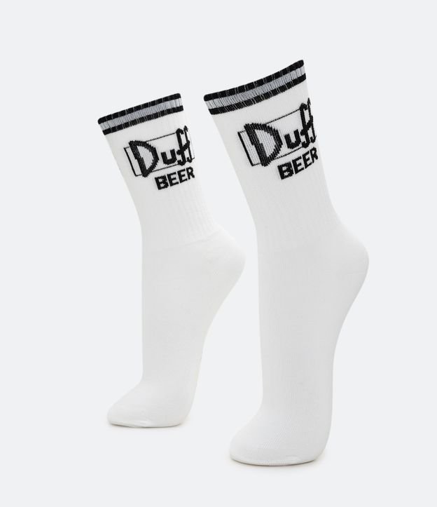 Meia Cano Alto com Estampa Duff Beer
