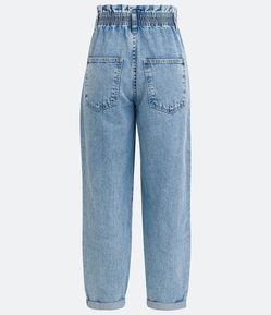 Calça Baggy Jeans com Cós Elástico e Barra Dobrada