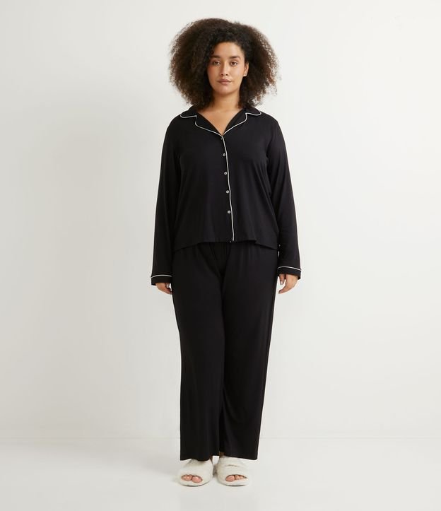 Pijama Americano em Viscolycra com Viés Contrastante Curve & Plus Size