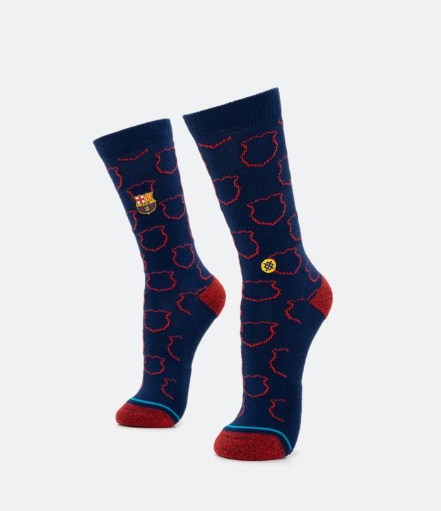 Meia Cano Alto com Logo Barcelona Futebol