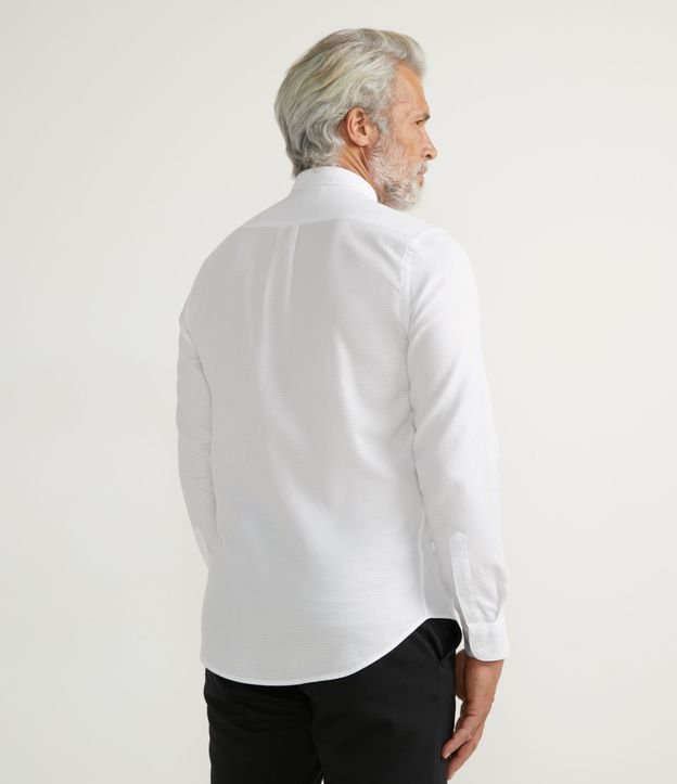 Camisa Manga Larga en Algodón con Estampa Discreta Blanco 2