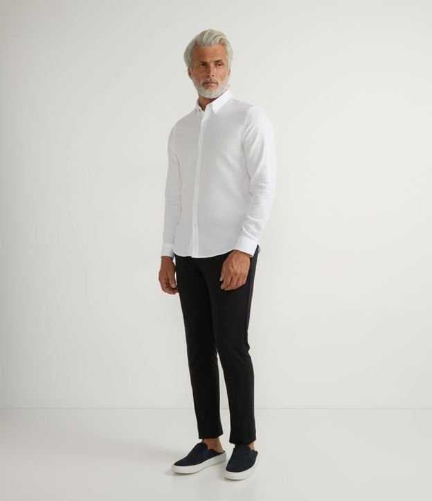 Camisa Manga Larga en Algodón con Estampa Discreta Blanco 6