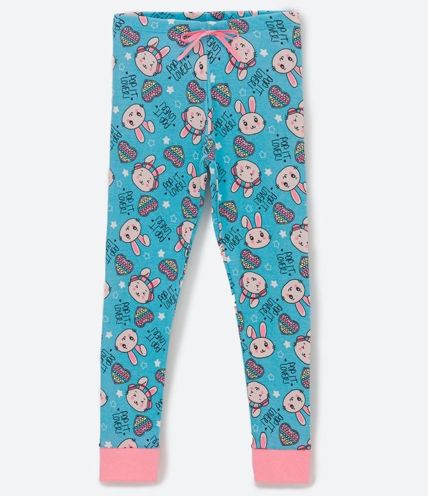 Pijama Largo Infantil con Estampado Conejo y Pop it - Talle 1 a 8 años Blanco 3