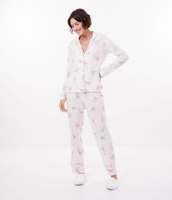 Pijama Americana Larga en Viscolycra con Estampado Floral