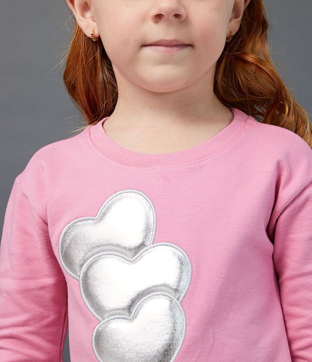 Vestido Infantil en Algocotton Bordado de Corazones en Relieve - Talle 1 a 5 años Rosado 6