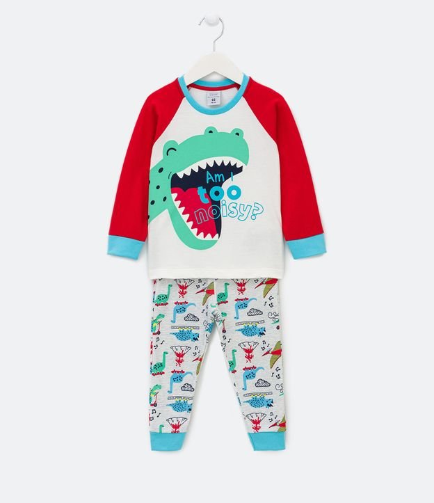 Pijama Longo Infantil com Estampa de Dinossauro - Tam 1 a 4 anos