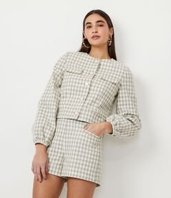 Jaqueta em Algodão com Estampa Xadrez