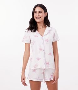 Pijama Americano Curto em Viscolycra com Estampa Floral