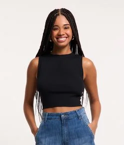 Blusa Regata Cropped em Viscose Canelada