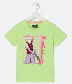 Blusa T-shirt Infantil com Estampa Sakura - Tam 05 a 14 anos