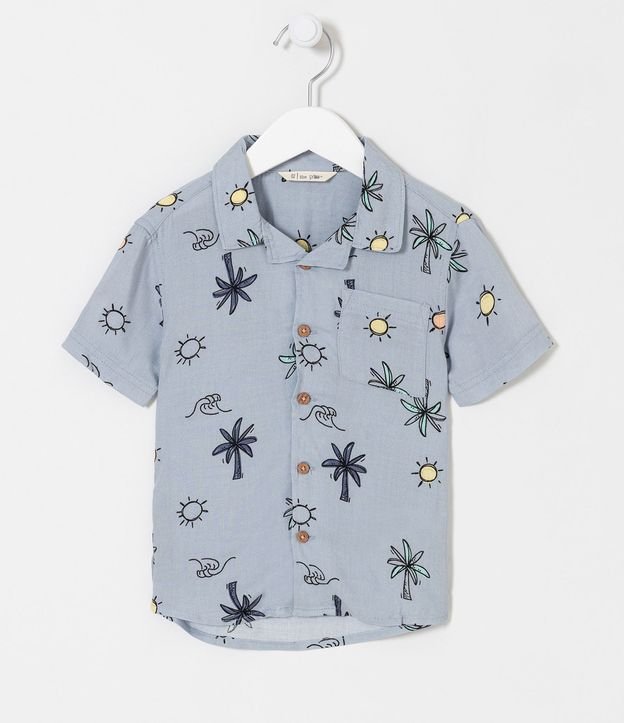 Camisa Infantil Estampado Playa - Talle 1 a 5 años Azul 1