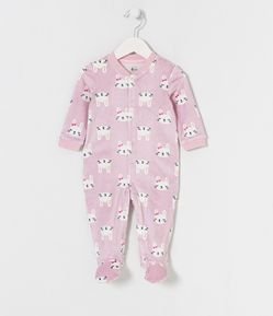Macacão Infantil em Plush com Estampa de Coelinhas - Tam RN a 18 meses