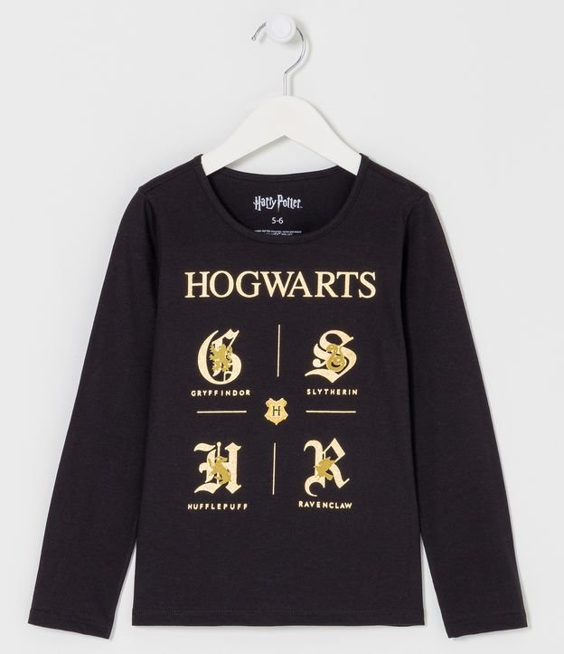 Remera Infantil con Estampado Hogwarts Harry Potter - Talle 5 a 14 años Negro 1