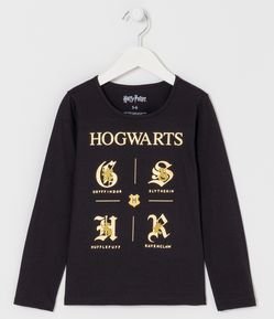 Camiseta Infantil com Estampa Hogwarts Harry Potter - Tam 5 a 14 anos