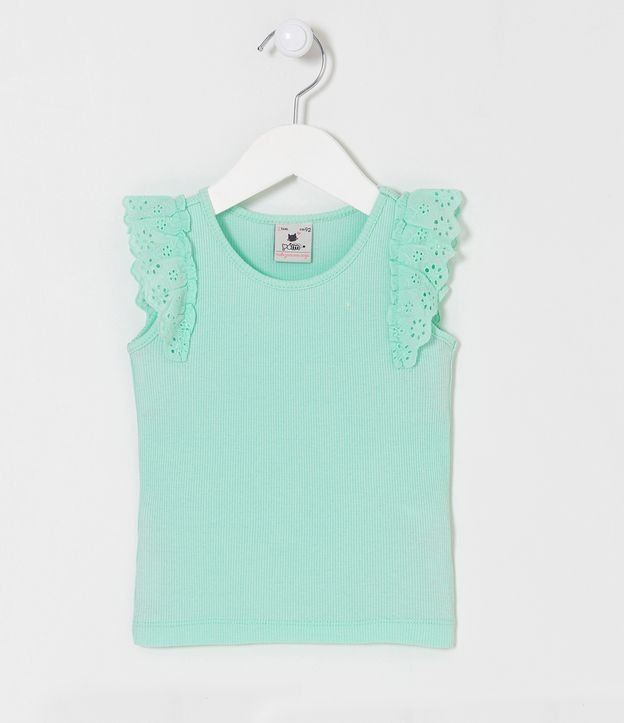 Blusa Regata Infantil com Babados Broderie - Tam 1 a 5 anos