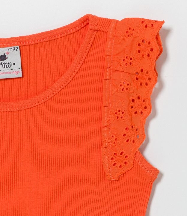 Blusa Musculosa Infantil con Volados Broderie - Talle 1 a 5 años Naranja 3