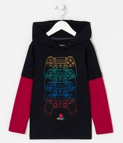 Camiseta Infantil com Estampa de Controles Playstation - Tam 5 a 14 anos