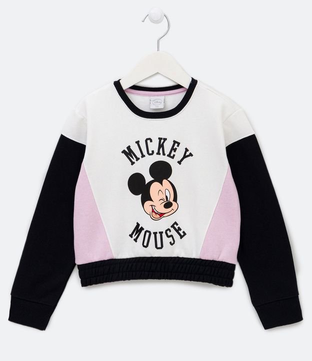 Blusão Infantil em Moletom com Estampa Mickey - Tam 5 a 14 anos Branco 1