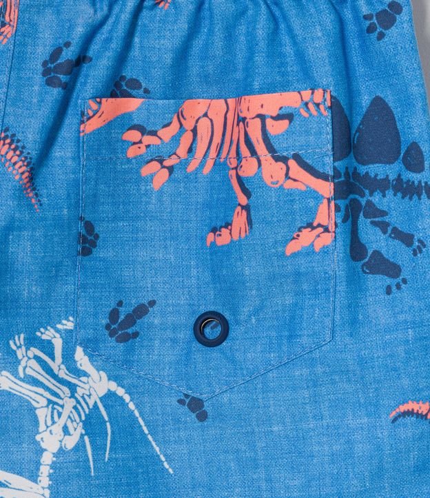 Bermuda de Banho Infantil con Estampado de Dinosaurios Esqueletos - Talle 1 a 5 años Azul 3