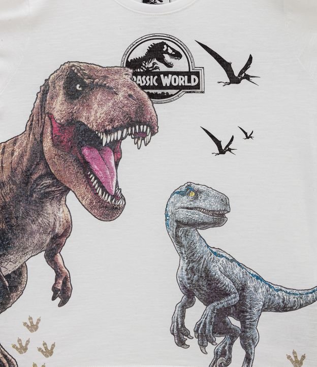 Remera Infantil con Estampado de Dinosaurios Jurassic World - Talle 5 a 14 años Blanco 3