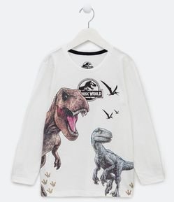 Camiseta Infantil com Estampa de Dinossauros Jurassic World - Tam 5 a 14 anos