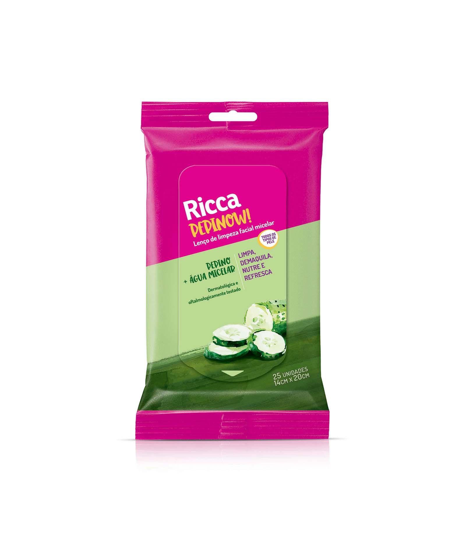 Limpeza Facial Lenço de Limpeza Facial Superfoods Ricca Pepino + Água Micelar 126G 1