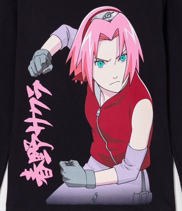 Blusa Infantil com Estampa Sakura Naruto - Tam 5 a 14 anos Preto