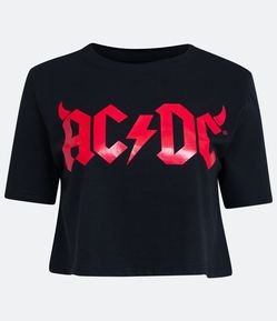 Blusa Cropped em Algodão com Estampa AC/DC