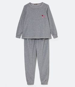 Pijama Longo em Moletinho com Bordado de Corações Curve & Plus Size