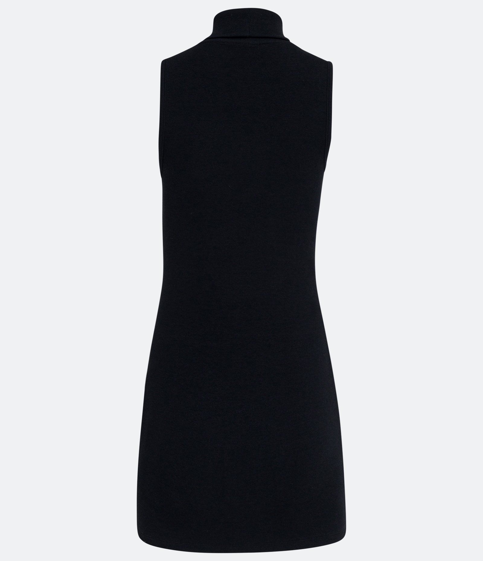 Vestido Curto Básico Canelado com Gola Alta 2