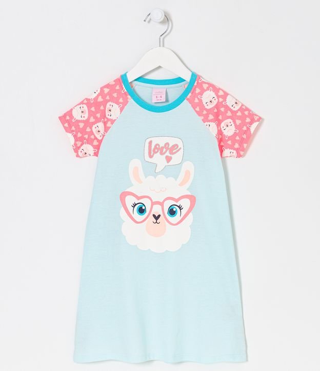 Camisola Infantil com Estampa Lhama de Óculos - Tam 5 a 14 Anos