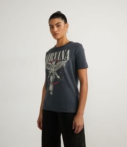 Blusa Alongada em Algodão com Estampa Nirvana