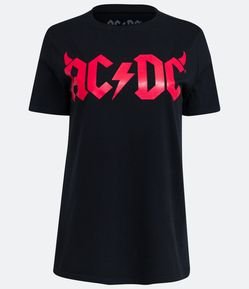 Blusa Manga Corta en Algodón con Estampado AC/DC