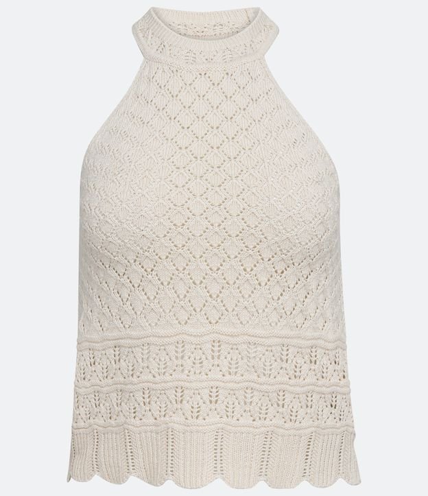 Blusa em Tricô com Gola Halter e Pontos Diferenciados