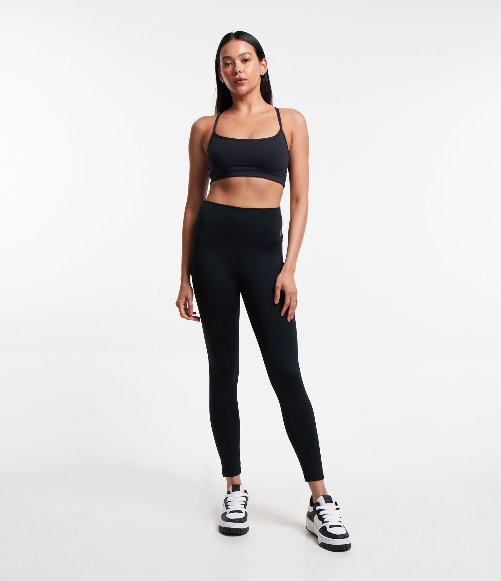 Calça Legging Esportiva em Poliamida Térmica com Cós Alto Preto 1