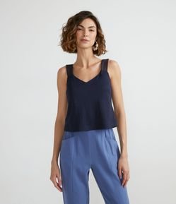 Blusa Regata Cropped em Orly com Decote V