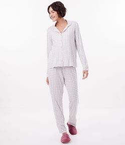 Pijama Americano Longo em Viscolycra com Estampa Xadrez
