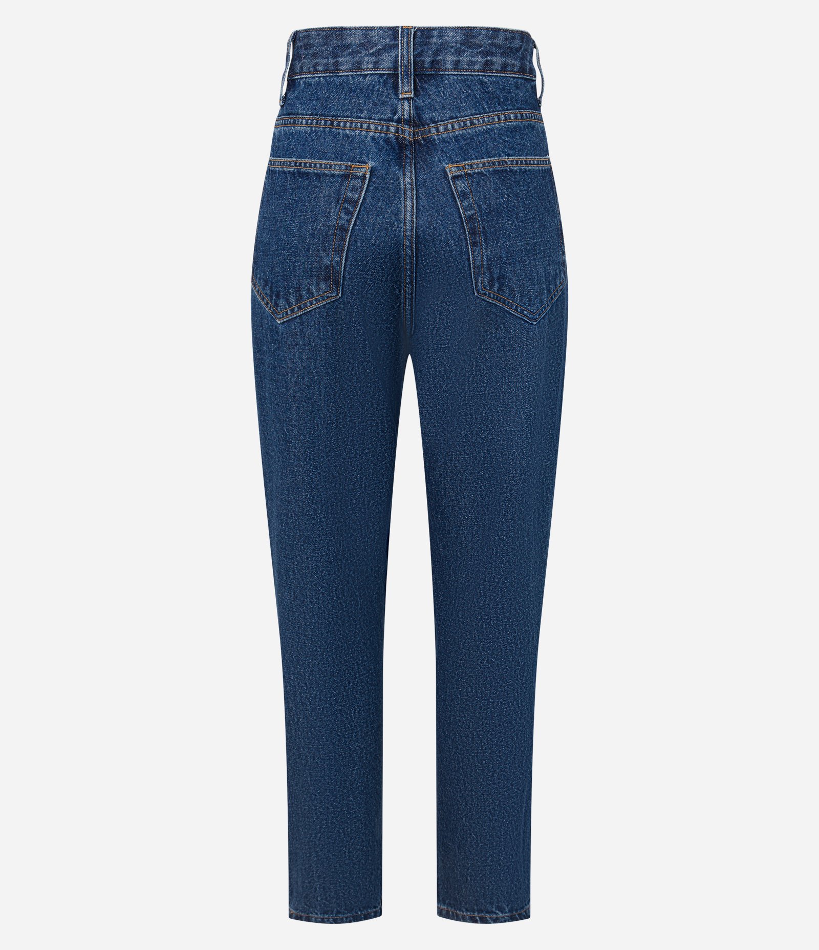 Calça Mom em Jeans com Cintura Alta e Costura Aparente Azul 5