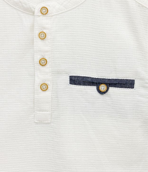 Camisa Ancha Infantil con Textura y Botones - Talle 5 a 14 años Blanco 3