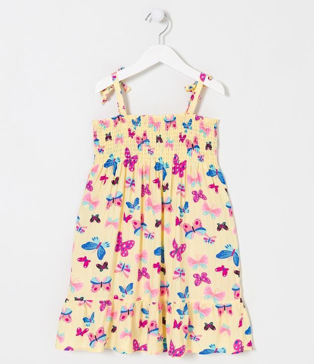 Vestido Infantil Estampado Mariposas con Lazo en los Tirantes - Talle 1 a 5 años Amarillo 2