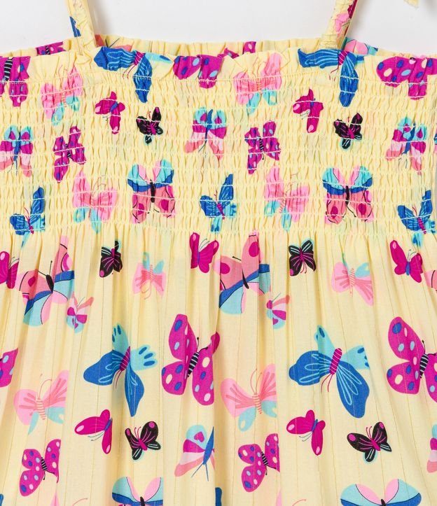 Vestido Infantil Estampado Mariposas con Lazo en los Tirantes - Talle 1 a 5 años Amarillo 3