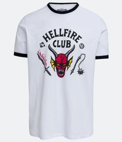 Camiseta em Meia Malha Manga Curta com Estampa Hellfire Club