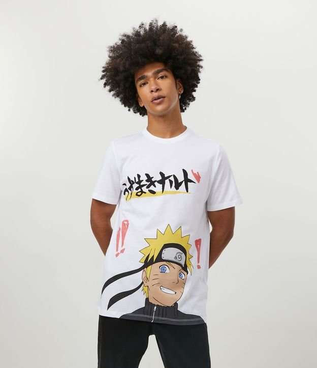 Camiseta em Algodão Manga Curta com Estampa Naruto