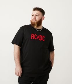 Camiseta Regular em Meia Malha com Estampa AC/DC