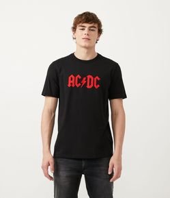 Camiseta em Meia Malha com Estampa AC/DC