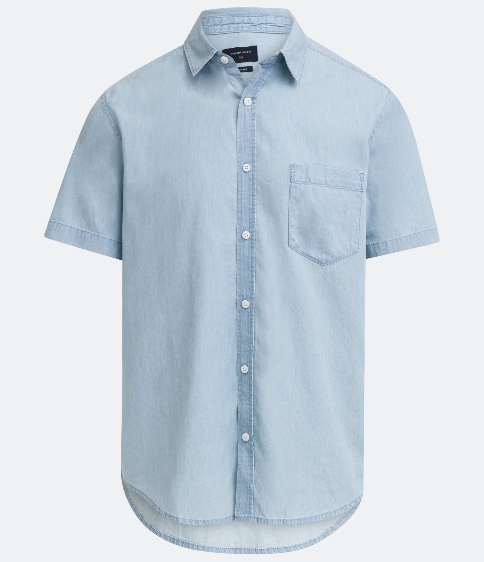 Camisa Comfort em Algodão com Bolso Frontal Azul Claro 5