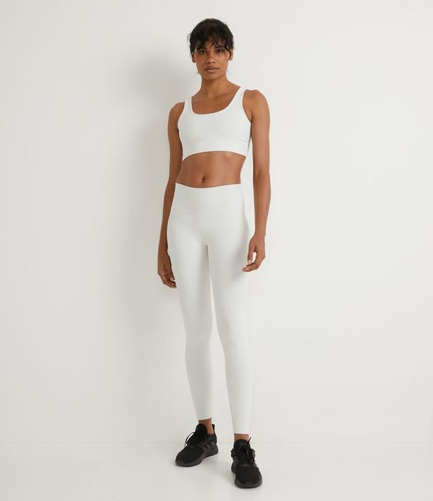 Pantalón Legging Deportiva en Poliamida Acanalada Comfy Blanco 4